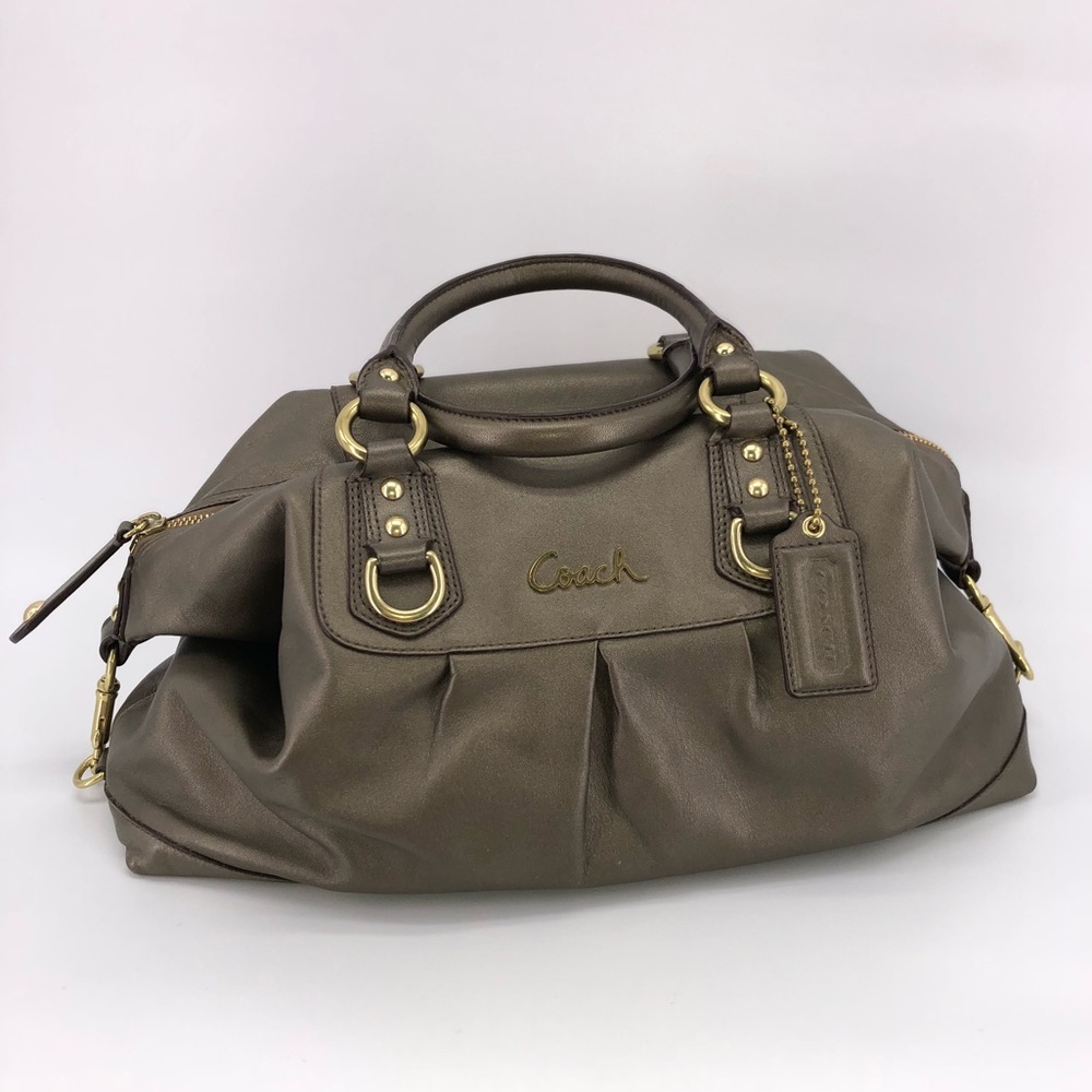 Coach "Ashley" Metallic Bronze Leather Satchel